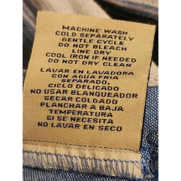 Boston Traders Blue Chambray Hooded Womens Size XS Striped Shacket Button Up - Picture 6 of 6